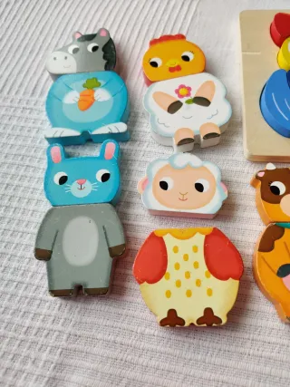 Puzle animales madera bebé, 1,2 años