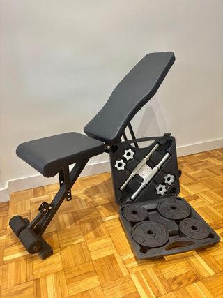 Kit de Mancuernas + Banco de Musculación Ajustable