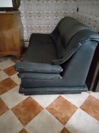 Sofá 2 plazas polipiel negro