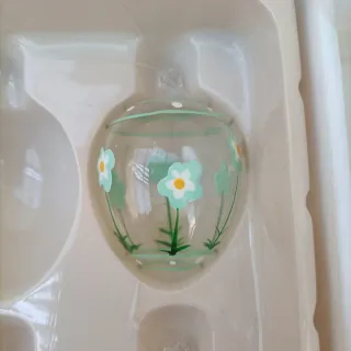 Set 4 Uova Vetro Pasqua Fiori