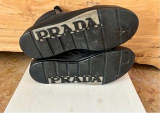 Sneakers alte Prada tessuto tecnico e pelle