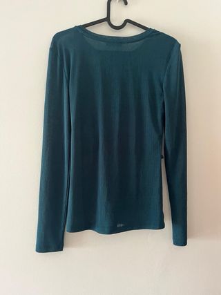 Salsa Jeans Top Drapeado Verde Azulado