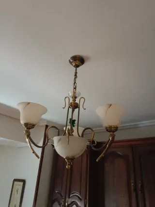 Lámpara clásica bronce y mármol