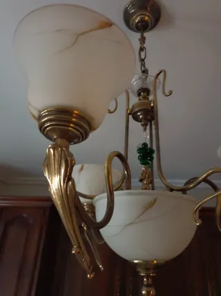 Lámpara clásica bronce y mármol