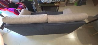 Sofá de tela 2 plazas beige y gris