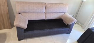 Sofá de tela 2 plazas beige y gris