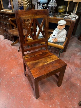 Mesa estil rustico colonial de madera con 4 sillas