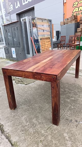 Mesa estil rustico colonial de madera con 4 sillas