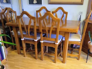 Mesa y 6 Sillas Pino Macizo