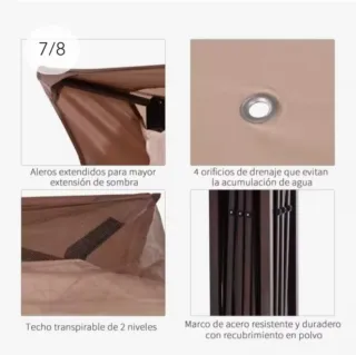 Carpa de jardín color beige y marrón