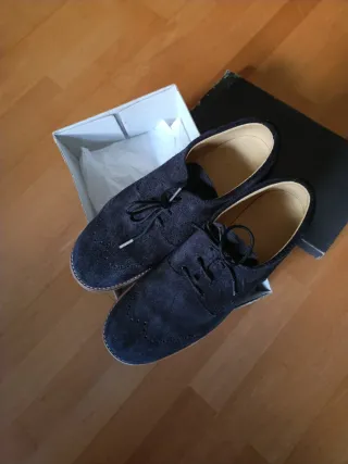 Zapatos comunión serraje azul