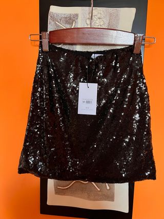 Falda fiesta lentejuelas negra Talla M