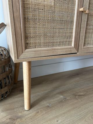 Aparador 3 puertas 120cm madera y ratán