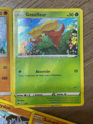 Cartas Pokémon Lycanroc y Gossifleur holowcards