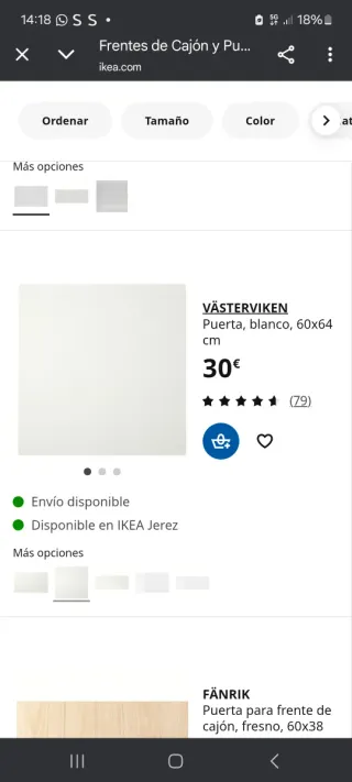 Puerta mueble IKEA Blanca