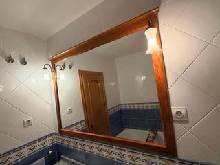 Mueble de baño doble lavabo madera y mármol
