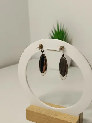 Pendientes Plata Ley Circonitas Ovalados