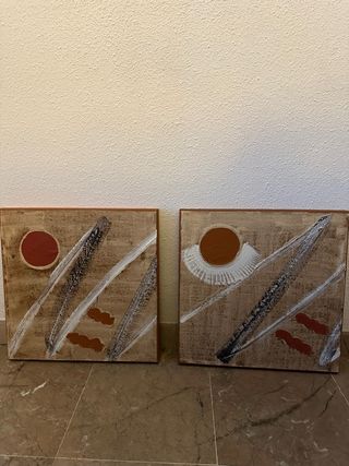 Set di 2 quadri astratti moderni