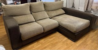Sofá Chaise Longue Marrón y Beige
