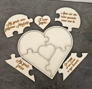 Puzzle Cuore San Valentino Frasi Personalizzabile