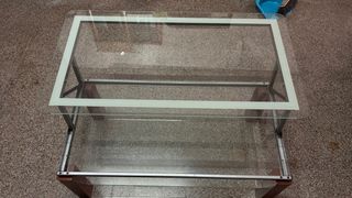 Mesa de centro elevable de cristal y madera