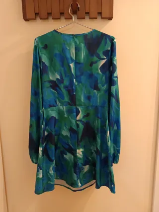 Vestido estampado azul y verde