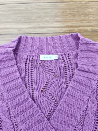 Jersey rosa maquillaje, tejido calado. Trucco T.40