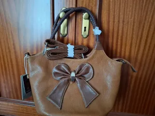 Bolso Gasachi Marrón Asa Trenzada Lazos