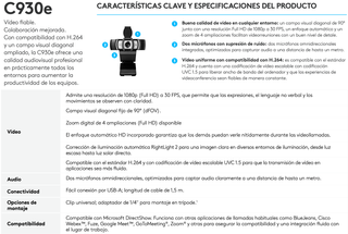 Webcam Logitech C930e (cable dañado)
