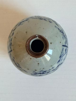 Vaso Ceramica Stile Giapponese – Decoro Bambù Blu