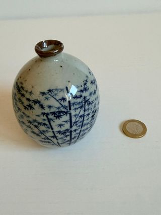 Vaso Ceramica Stile Giapponese – Decoro Bambù Blu