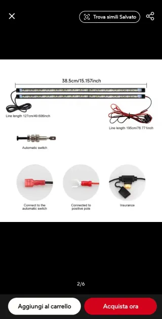 Kit Strisce LED Cofano Auto Impermeabile