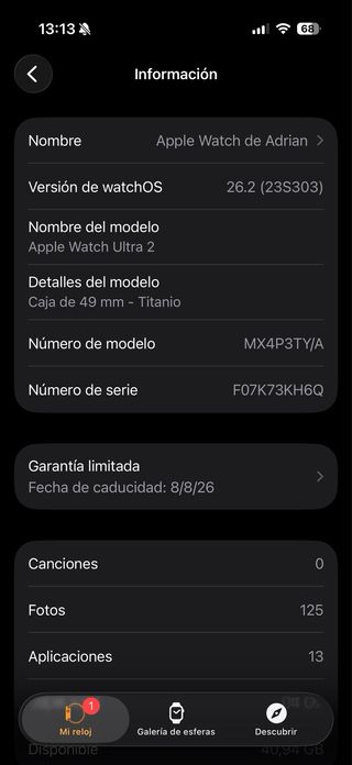 Apple Watch Ultra 2 Negro/Gris
