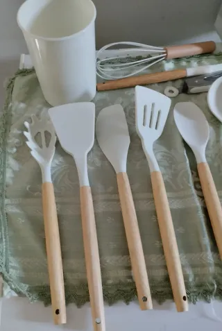 Set Mestoli Cucina Silicone e Legno