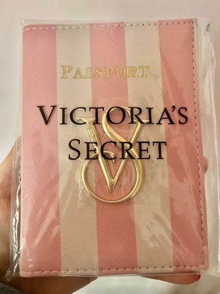 Porta passaporto Victoria's Secret a righe rosa