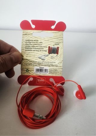 Organizador de auriculares + auriculares rojo