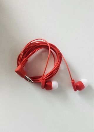 Organizador de auriculares + auriculares rojo