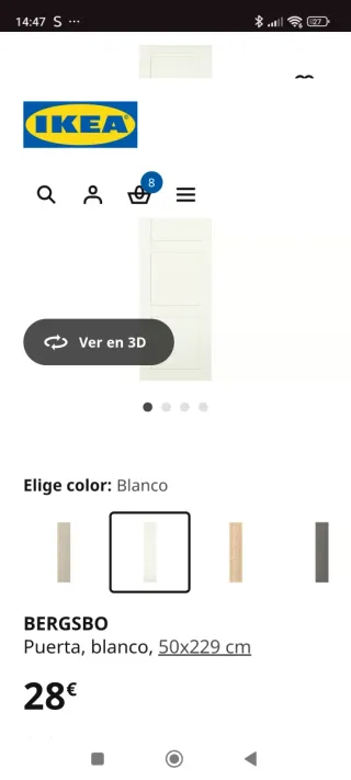 Puerta armario Ikea Bergsbo blanca 50x229