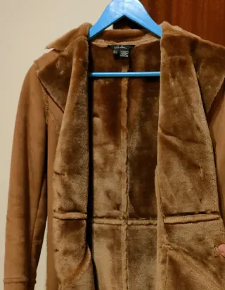 Abrigo Zara Piel Vuelta Camel Talla S