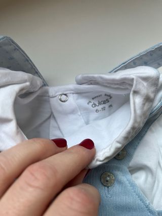 Conjunto peto y blusa bebé azul. Dulces. Talla6-12