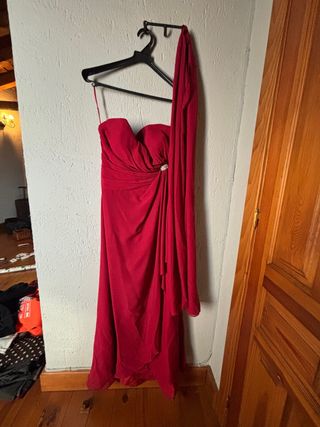 Vestido fiesta largo granate T38/40 con fular