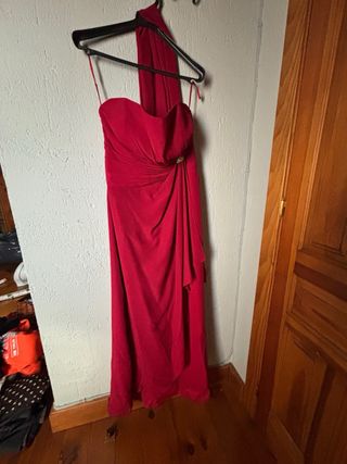 Vestido fiesta largo granate T38/40 con fular