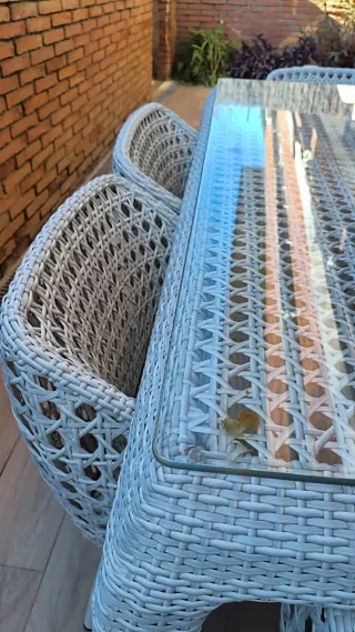 Mesa y 6 Sillas Exterior Ratán Sintético