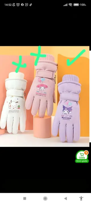 Guantes Invierno Niña Kuromi 8/10 Años