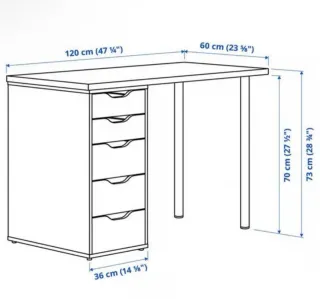 Escritorio blanco IKEA con cajonera