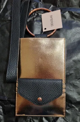 Porta cellulare e carte Douglas oro/nero