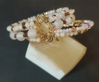 Bracciale perline oro e bianche