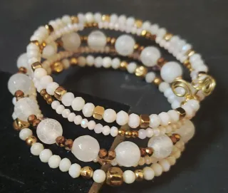 Bracciale perline oro e bianche