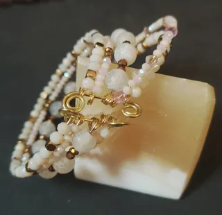 Bracciale perline oro e bianche