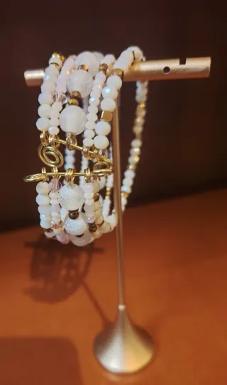 Bracciale perline oro e bianche